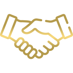 Icono representativo del valor de integridad en Eagle Law Firm, mostrando un apretón de manos, simbolizando la honestidad y ética en todas las interacciones y compromisos.