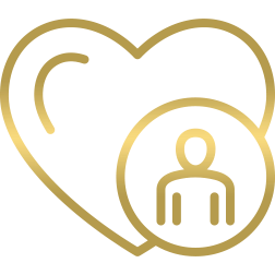 Icono representativo del valor de lealtad en Eagle Law Firm, mostrando una figura humana dentro de un corazón, simbolizando la dedicación, compromiso y fidelidad a los valores de la firma y sus clientes.